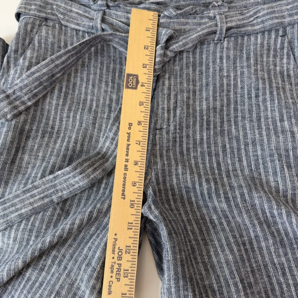 Banana Republic Pinstripe Wide Leg Pants 6 Linen Blend Tie Waist Summer Academia